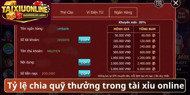 Tỷ lệ chia quỹ thưởng trong tài xỉu online Tỷ lệ chia quỹ thưởng trong tài xỉu online